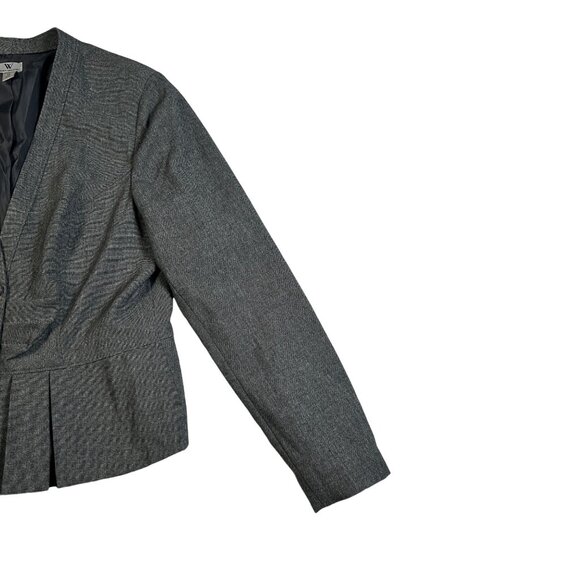 Women's Worthington Black Gray White Chevron Stripe Button Pleated L/S Jacket 16 - Picture 4 of 11